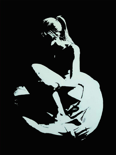 Female Silhouette, White Acrylic Paint, 78cm X 100cm