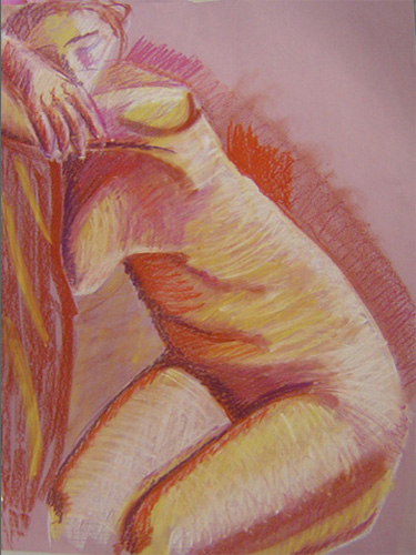 Lifedrawing 3, Coloured Pencil Crayons, 60cm X 88cm=