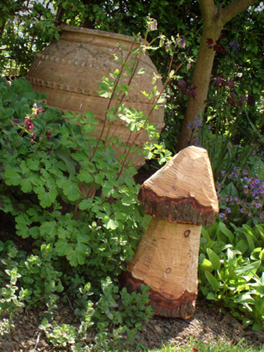 Mushroom, Chainsaw Sculpture, Pine Wood, Height 58cm